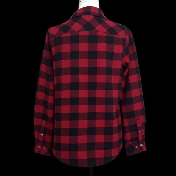 ORVIS Flannel Shirt Jacket Classic Collection Buffalo Plaid Fleece Red Black M - Picture 4 of 10
